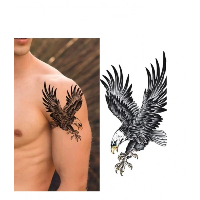 Kartal Geçici Dövme Şablonu Büyük Boy