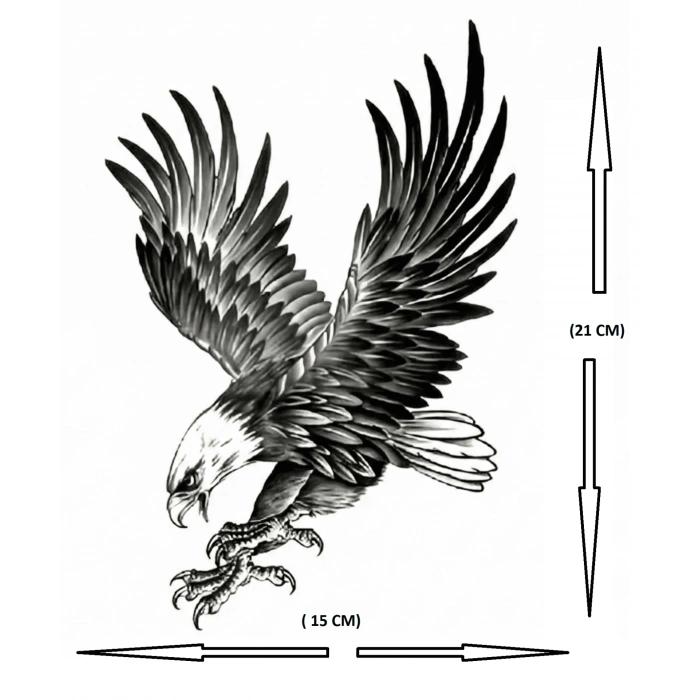 Kartal Geçici Dövme Şablonu Büyük Boy