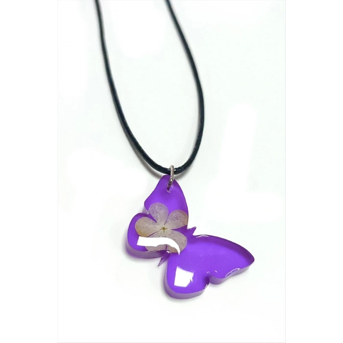 Kartopu Çiçeği Kelebek Epoksi Kolye