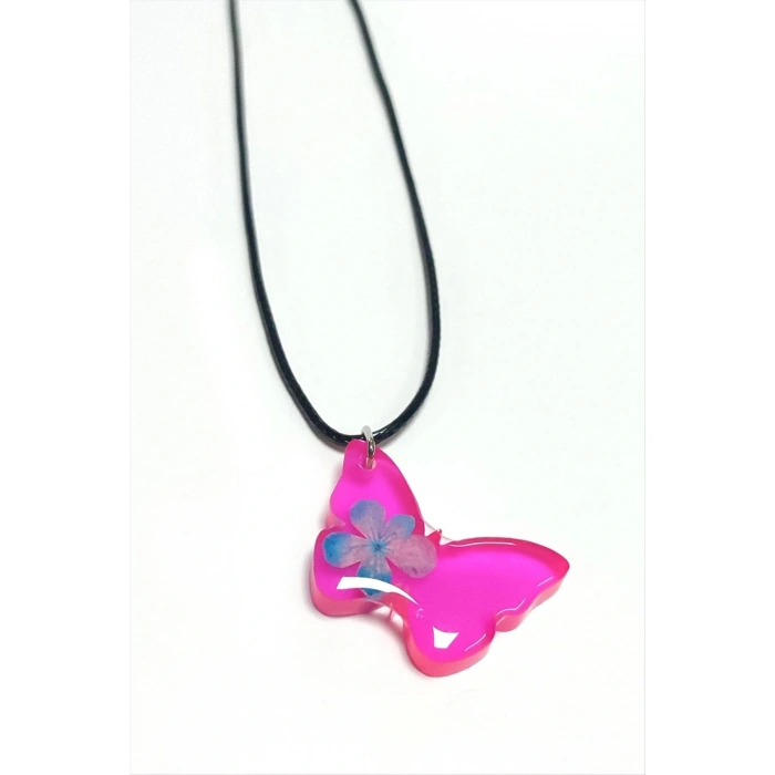 Kartopu Çiçeği Kelebek Epoksi Kolye