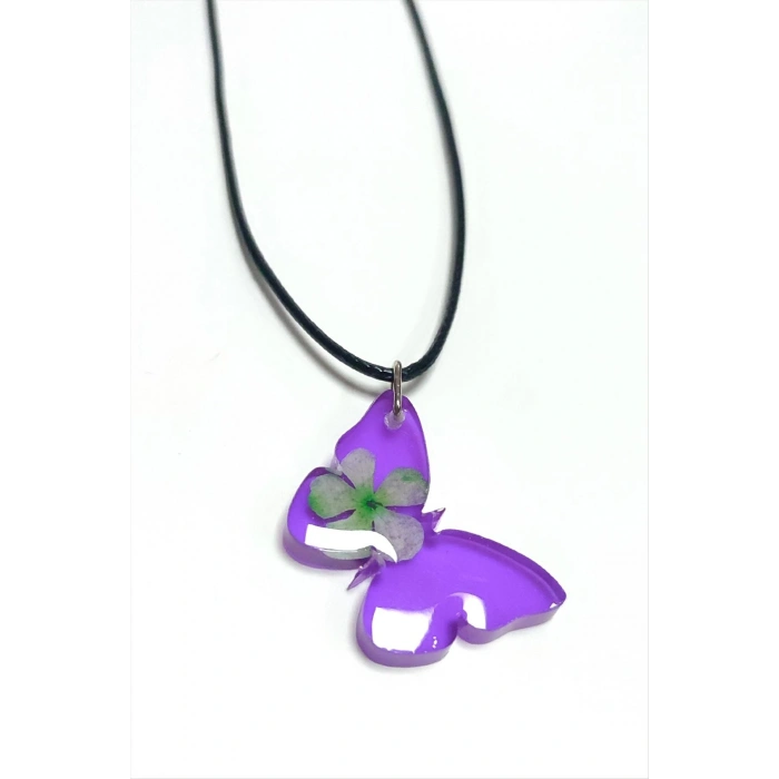 Kartopu Çiçeği Kelebek Epoksi Kolye