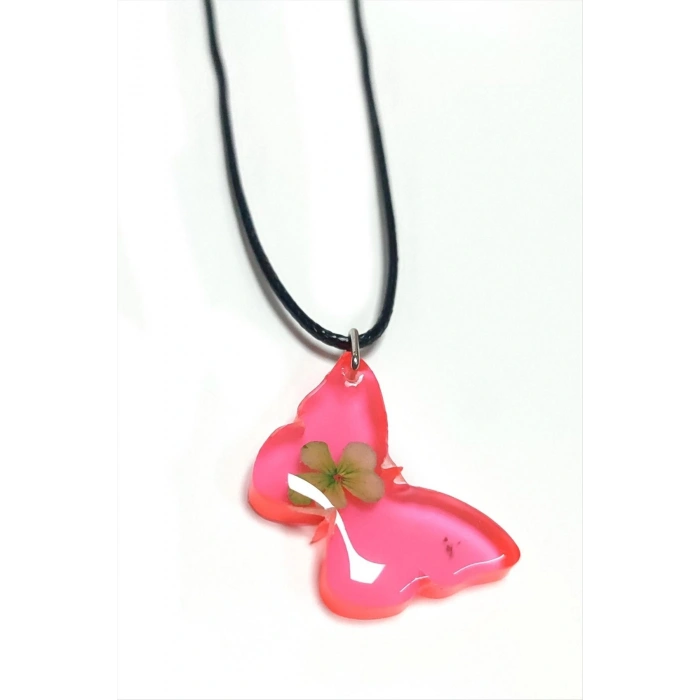 Kartopu Çiçeği Kelebek Epoksi Kolye