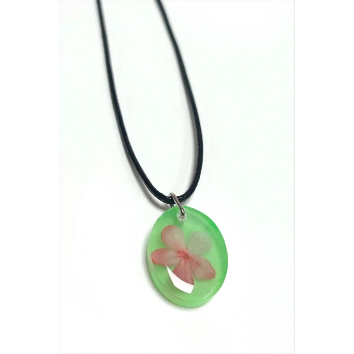 Kartopu Çiçeği Oval Epoksi Kolye