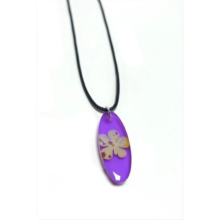 Kartopu Çiçeği Oval Epoksi Kolye