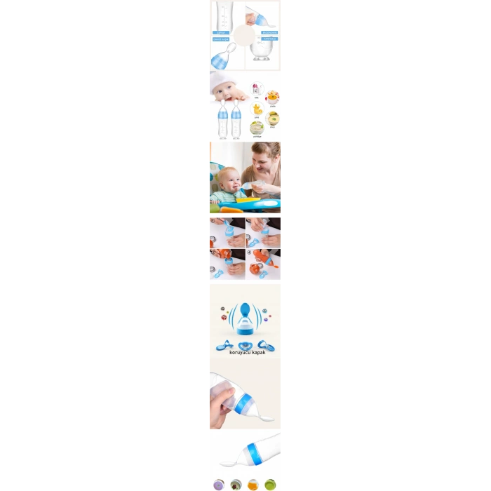 Kaşıklı Bebek Mama Besleyici Silikon Littloo 2 Adet