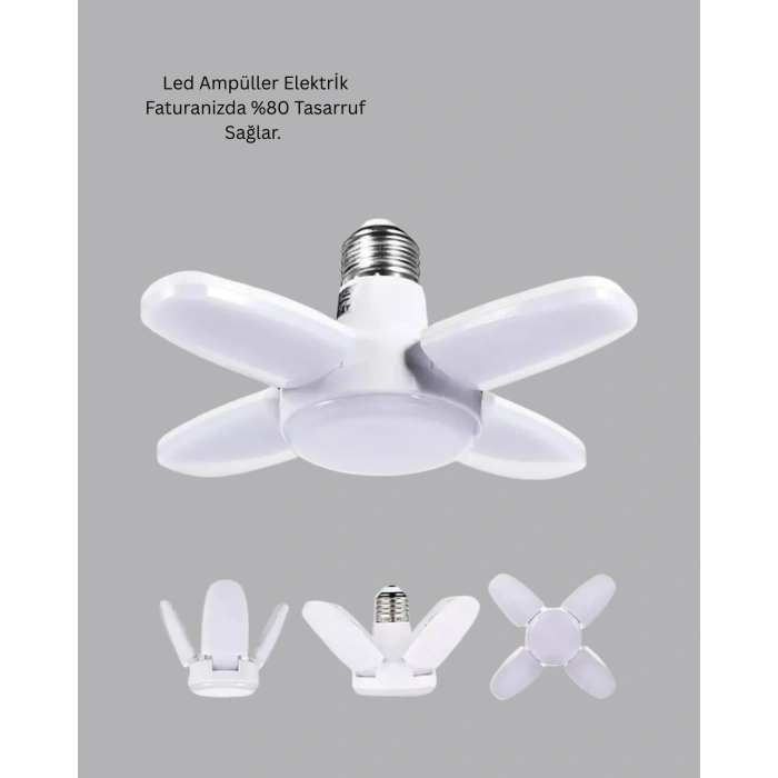 Katlanabilir 4 Kollu Led Ampül 60 Watt 6000 Lumen Beyaz Işık