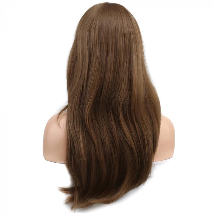 Katlı Kesim Perçemli Düz Fiber Sentetik Orta Boy Peruk - Bebek Kumralı