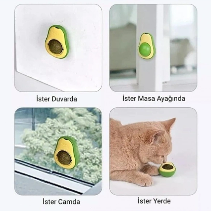 Kedi Çimi Avokado Catnip 360 Derece Dönen Kedi Nanesi Oyuncağı