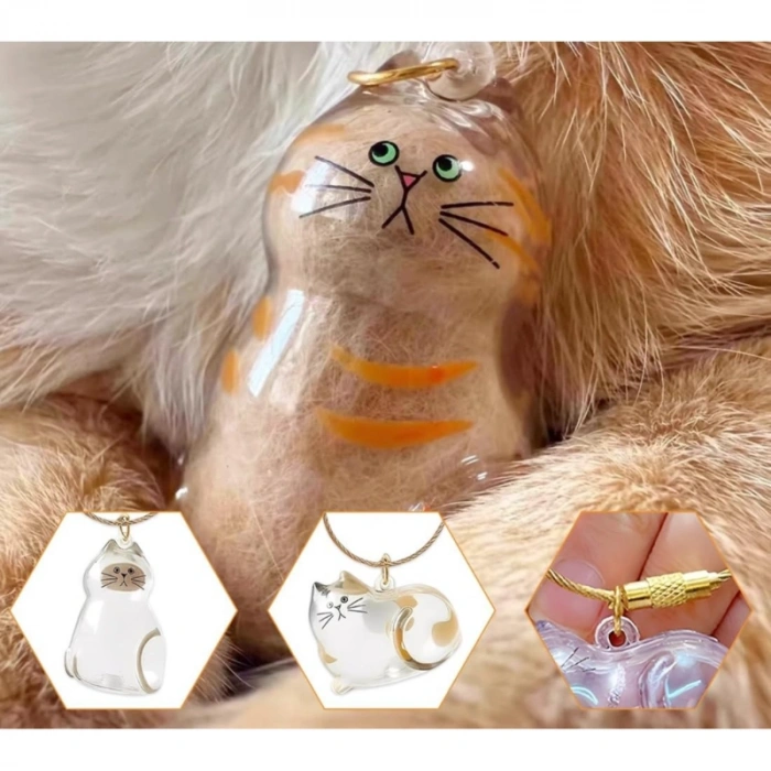 Kedi Şeffaf Anı Anahtarlığı - Kedi Figürlü - Karışık Model