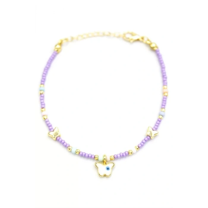 Kelebek Boncuk Bileklik - Mor