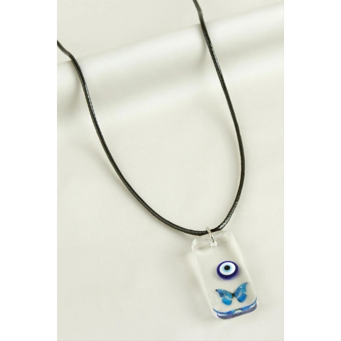 Kelebek Dikdörtgen Epoksi Kolye