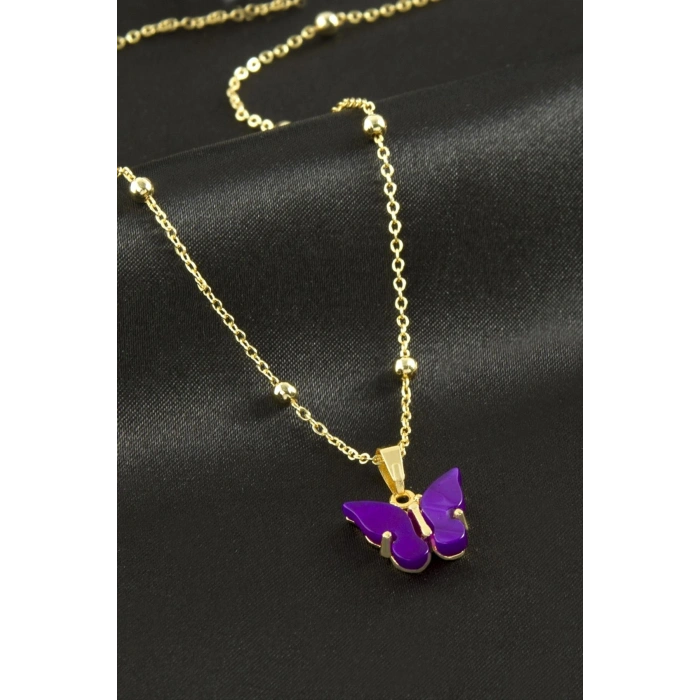 Kelebek Figürlü Polyester Kolye