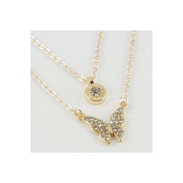 Kelebek Figürlü Yeni Sezon İkili Kolye