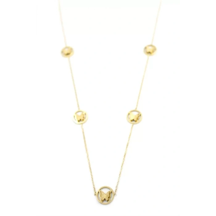 Kelebek Kolye - 90 cm - Altın