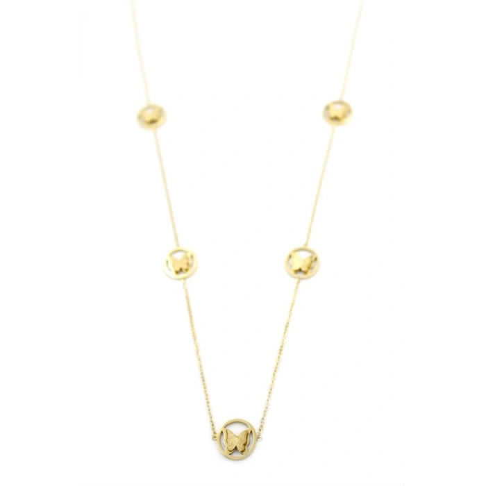 Kelebek Kolye - 90 cm - Altın