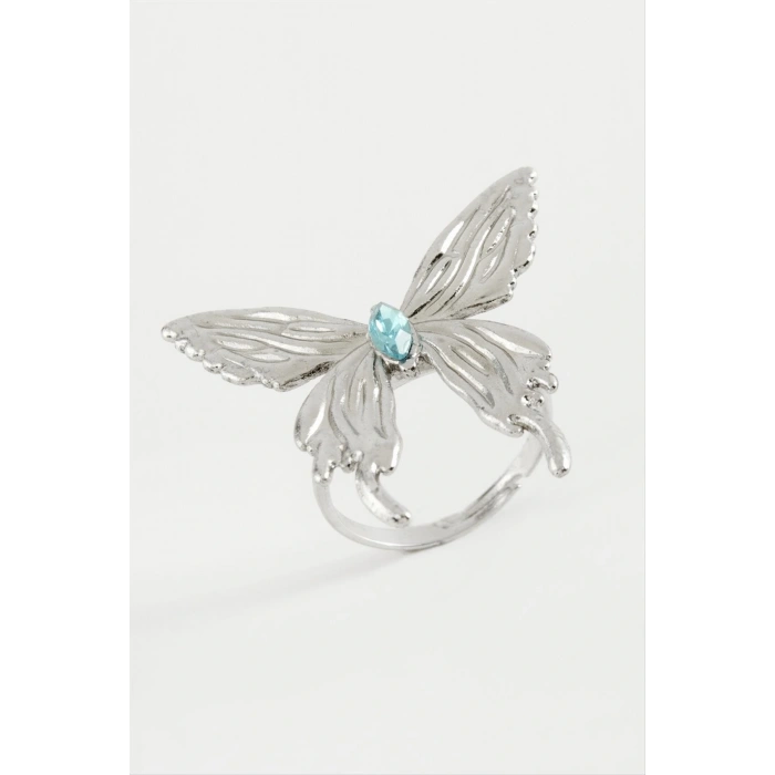 Kelebek Kristal Taşlı Metal Yüzük