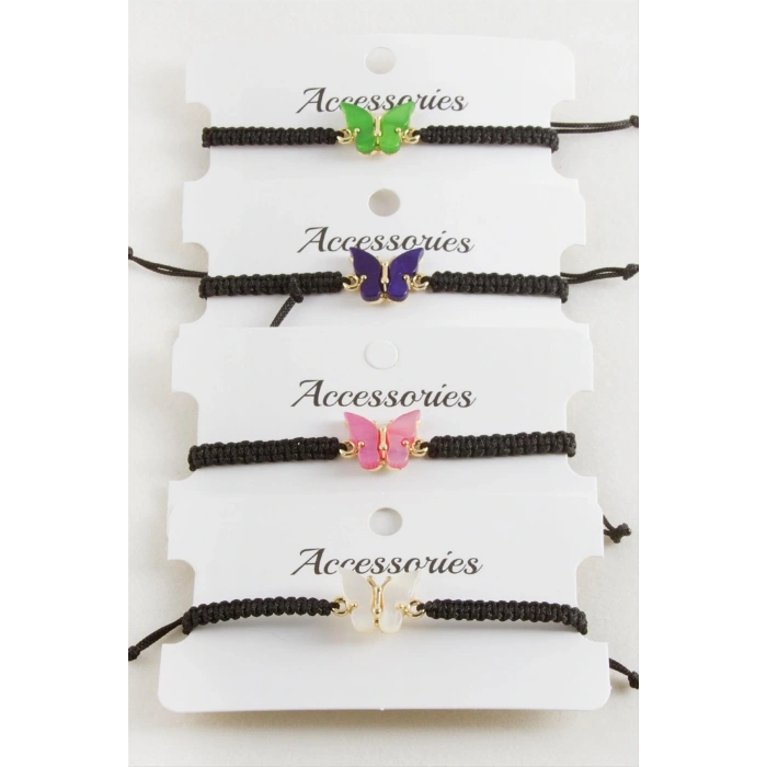 Kelebek Polyester Makrome Örgülü Bileklik