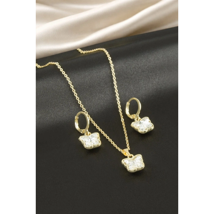 Kelebek Taşlı Set Kolye