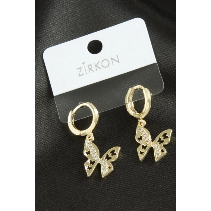 Kelebek Zirkon Taşlı Küpe