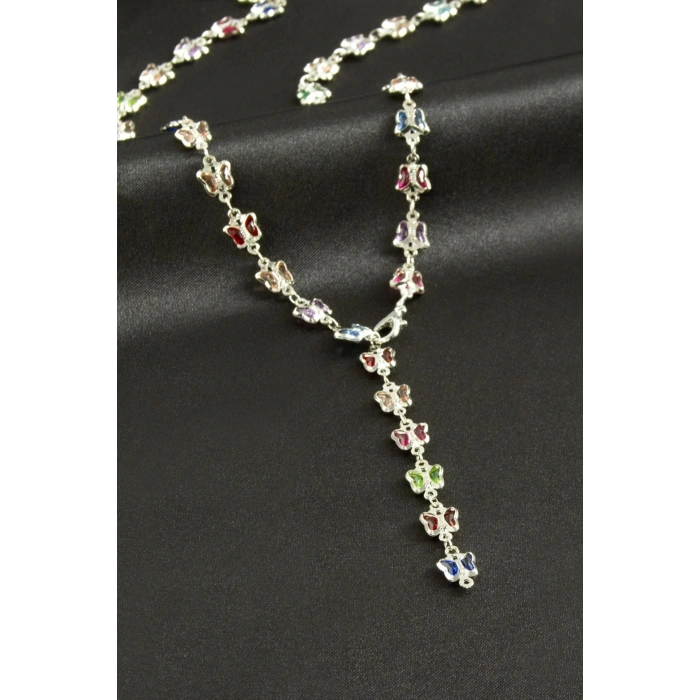 Kelebek Zirkon Taşlı Y Kolye