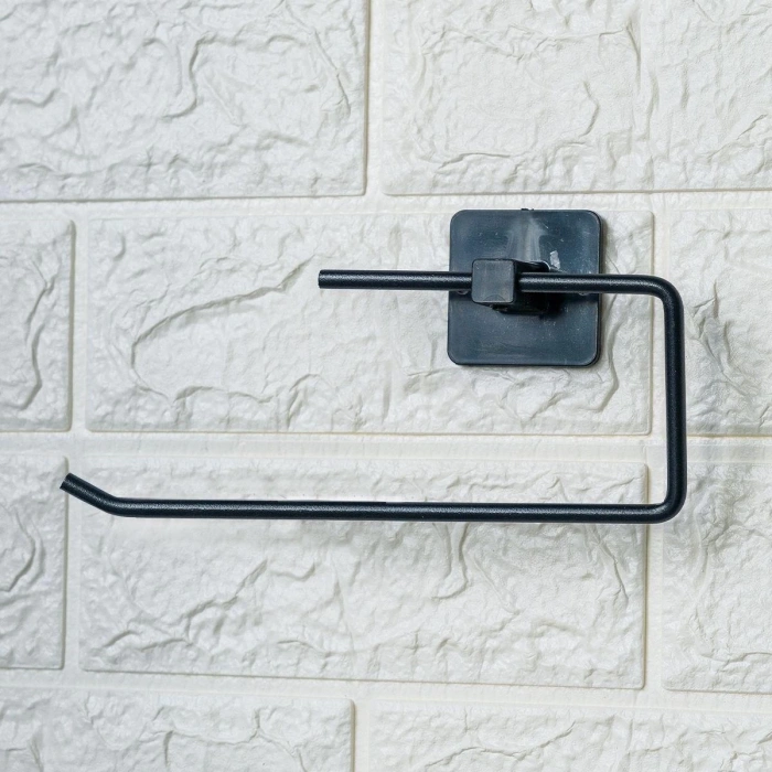 Kendiliğinden Yapışkanlı Siyah Paslanmaz Metal Rulo Havluluk Aparat (4887)