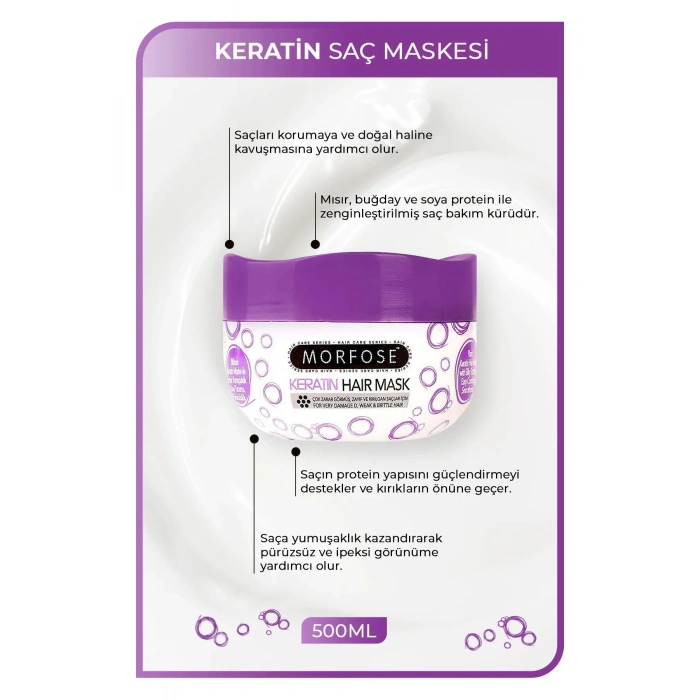 Keratin Saç Maskesi 500 ML  - Yıpranmış Saçlar için - mrfs