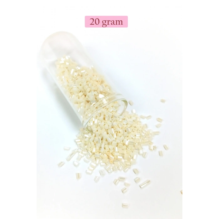 Kesme Cam Boncuk 2mm - 20 Gram - Krem -BNC336