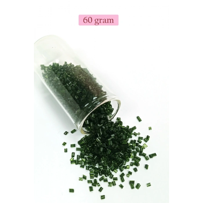 Kesme Cam Boncuk 2mm - 60 Gram - Şeffaf Koyu Yeşil - BNC367