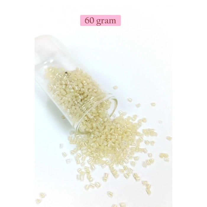 Kesme Cam Boncuk 2mm - 60 Gram - Şeffaf Krem - BNC387