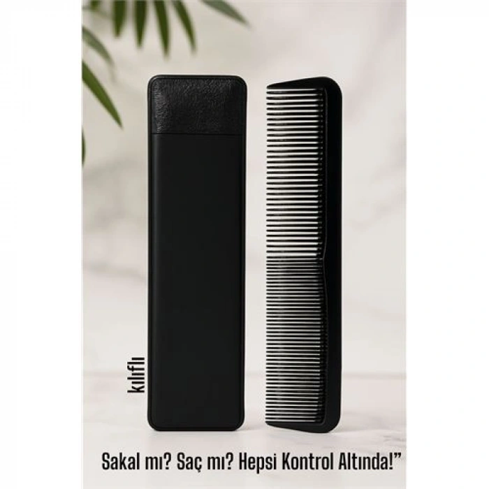 Kılıflı Cep Tarağı – 14 x 3 cm | Kompakt, Şık ve Taşınabilir Erkek Bakım Tarağı