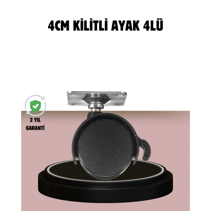 Kilitli 4 Cm Tekerlek Ayak 4’lü Set Zemin Koruyucu