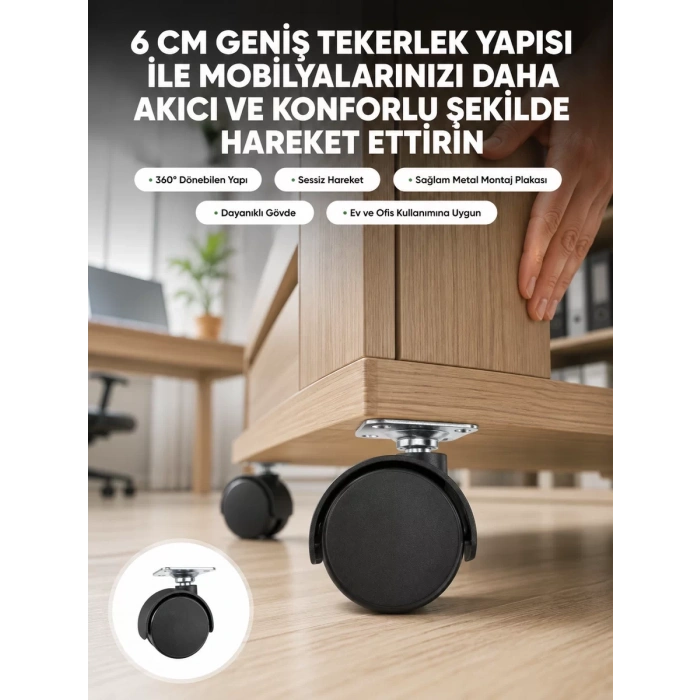 Kilitsiz 6 Cm Tekerlek Ayak Tek Adet