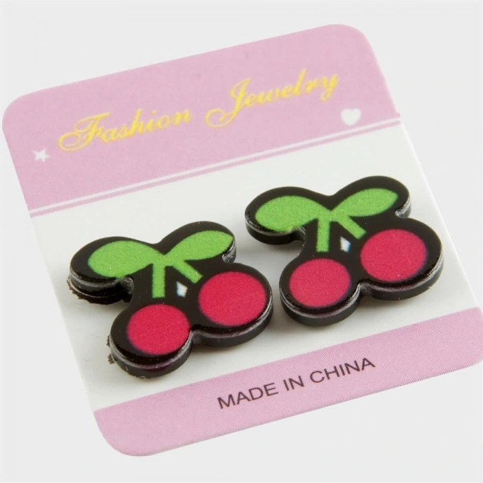 Kiraz Mıknatıslı Plastik Çocuk Küpesi