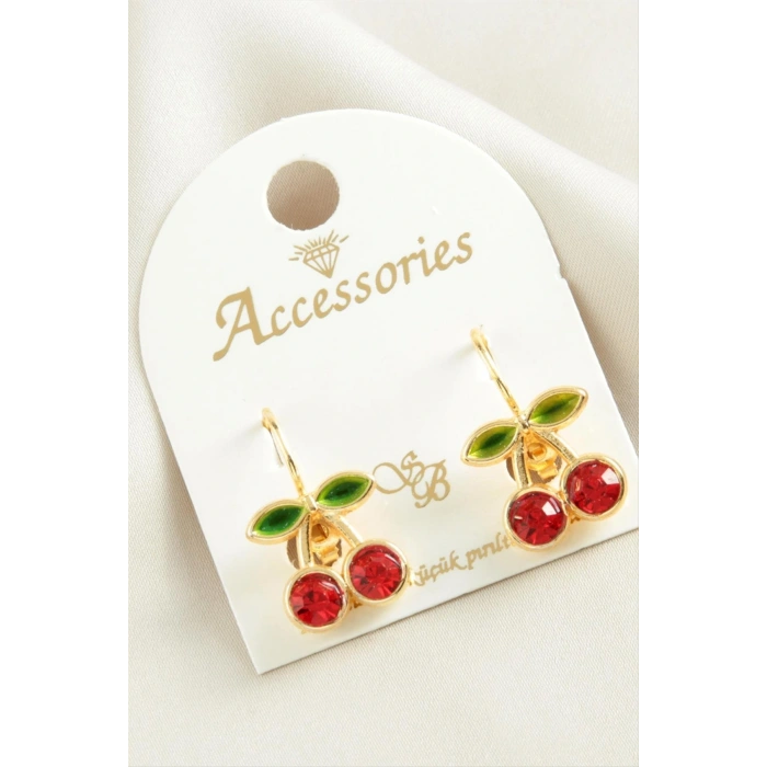 Kiraz Taşlı Mineli Klipsi Küpe