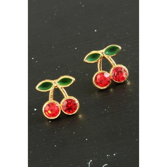 Kiraz Taşlı Minik Küpe