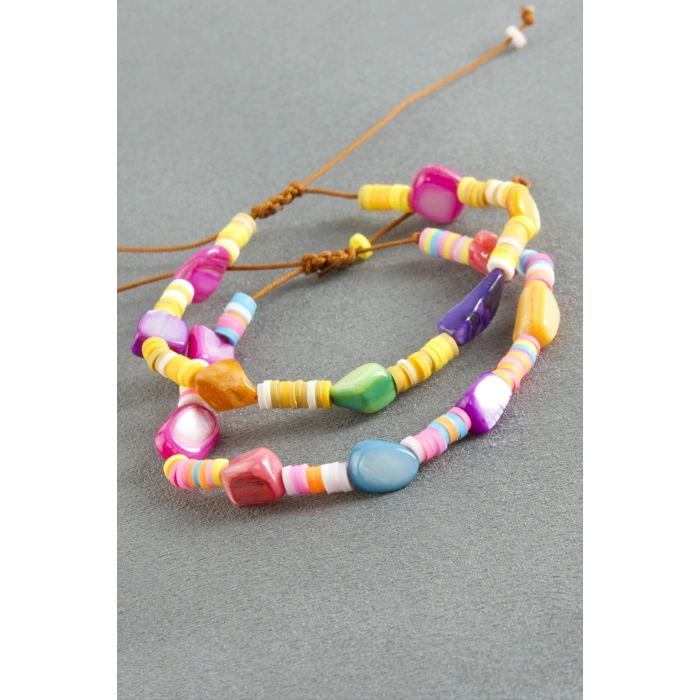 Kırık Doğaltaş Fimo Boncuk Bileklik