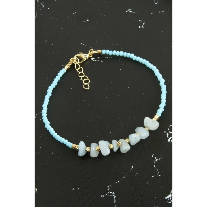 Kırık Doğaltaşlı Turkuaz Kristal Bileklik