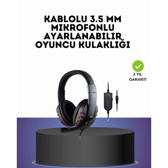 Kırmızı Gaming Headset Mikrofonlu Sağlam Kablolu Konforlu
