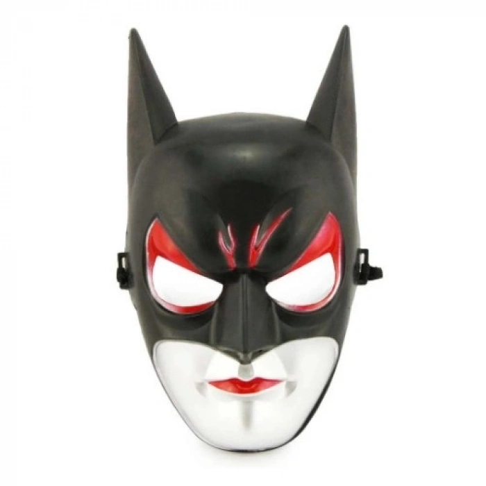 Kırmızı Gözlü Siyah Batman Maske - Lastikli Batgirl Maskesi 28x17 cm