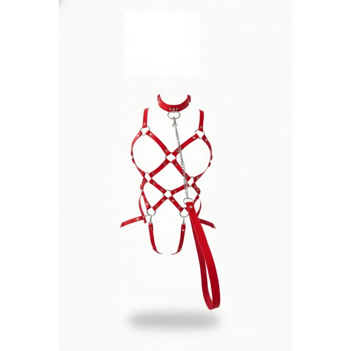 Kırmızı Harness Takım Zincir Detaylı Çapraz Bağlantılı - Brf1350