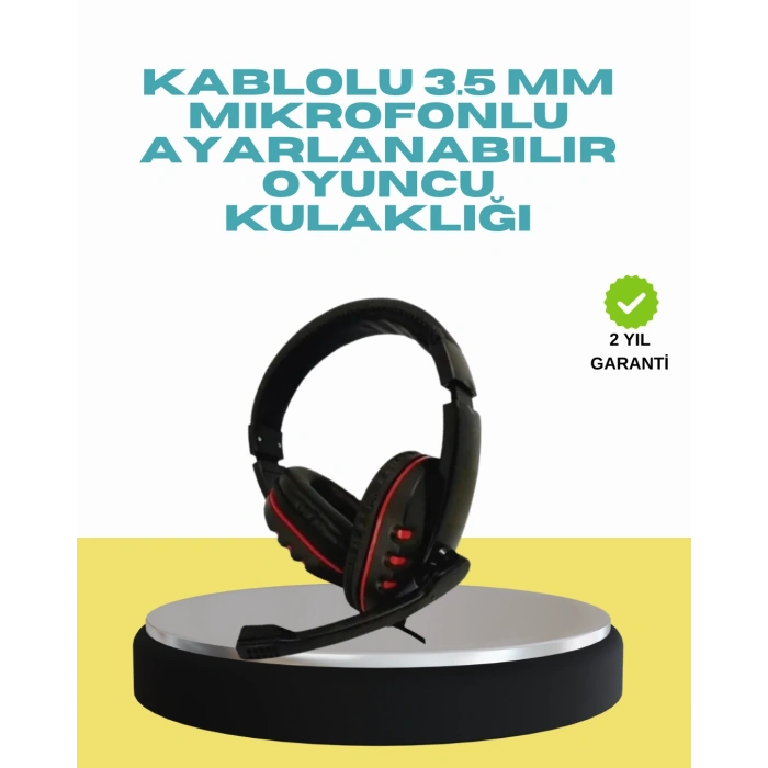 Kırmızı Işıklı Oyun Kulaklığı Kablolu Mikrofonlu Profesyonel