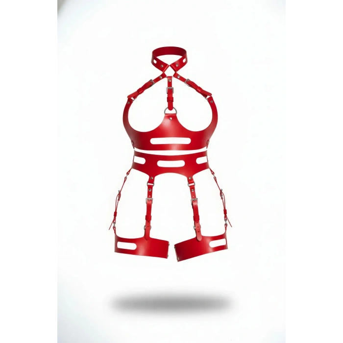 Kırmızı Jartiyer Harness Deri Ayarlanabilir Tokalı Vücut Kemerleri - Brf1302