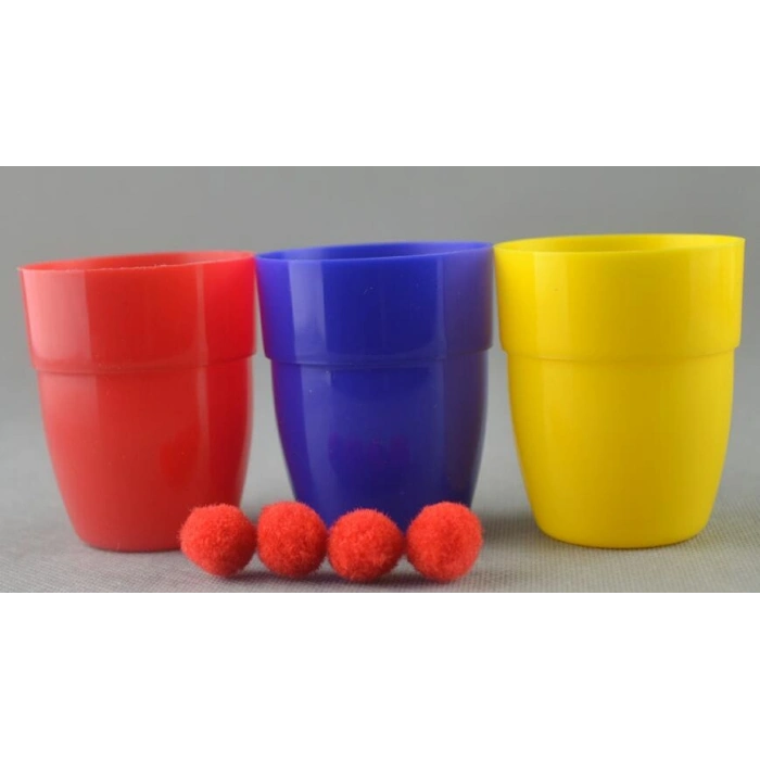Kırmızı Top Kaybeden Renkli Kupalar Sihir Oyunu Sihir Malzemesi (4887)