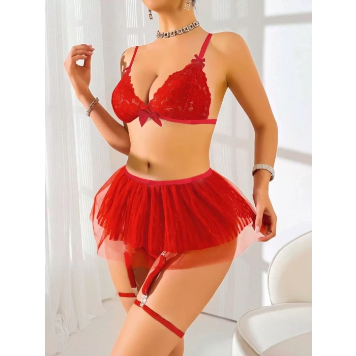 Kırmızı Tül Etekli Fantezi Kostüm 2211