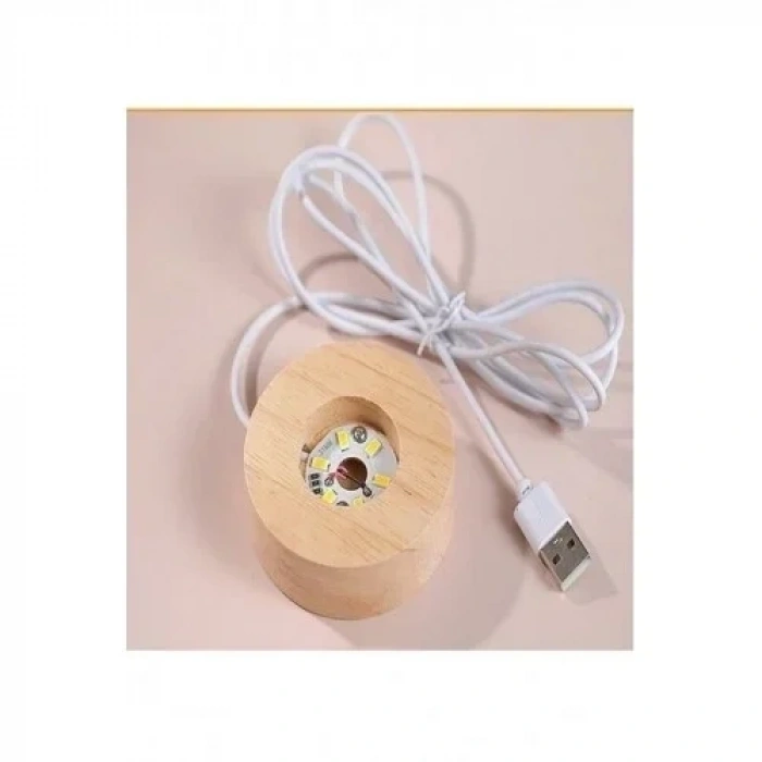 Kişiye Özel 3D Ay Merdiveni Temalı Kristal Küre Led Gece Lambası – USBli Ahşap Standlı LED Lamba