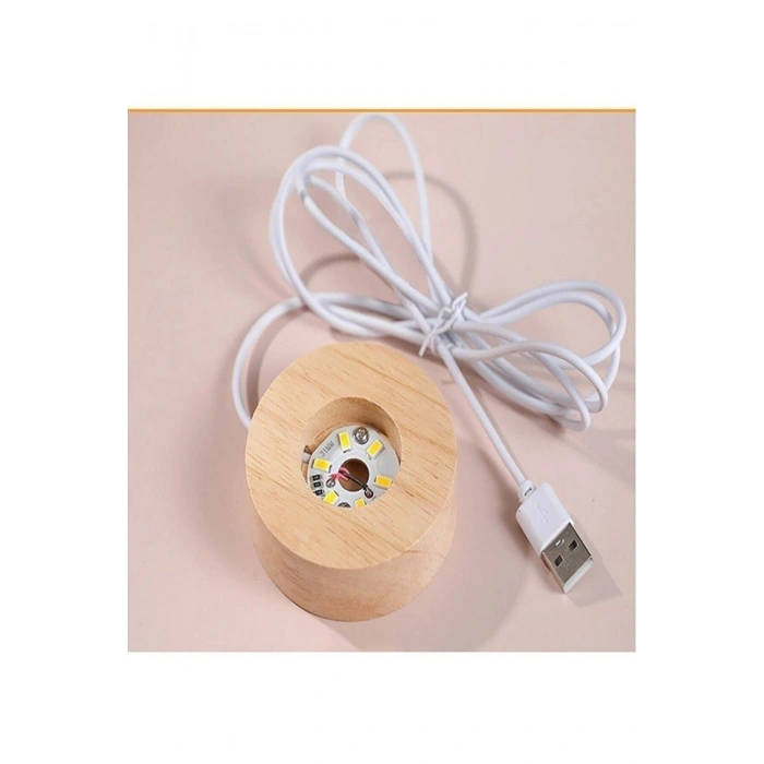 Kişiye Özel 3D Ay Merdiveni Temalı Kristal Küre Led Gece Lambası – USBli Ahşap Standlı LED Lamba