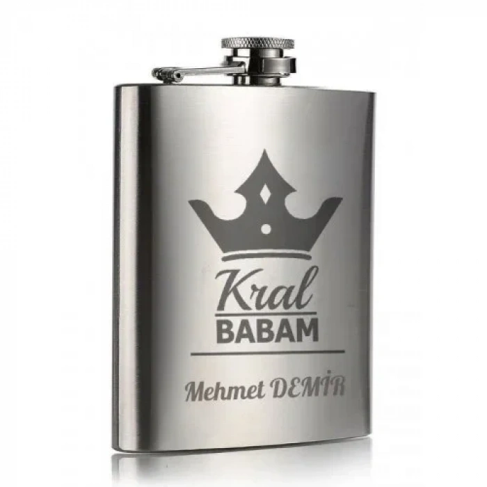 Kişiye Özel Babaya Hediye 9 Oz Çelik Cep Matarası 266 Ml İçecek Cep Matarası
