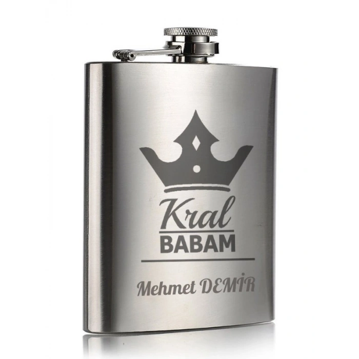 Kişiye Özel Babaya Hediye 9 Oz Çelik Cep Matarası 266 Ml İçecek Cep Matarası