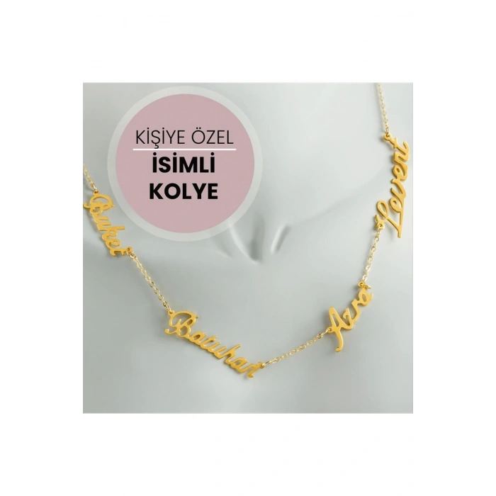 Kişiye Özel Dört İsim Yazılı Kolye