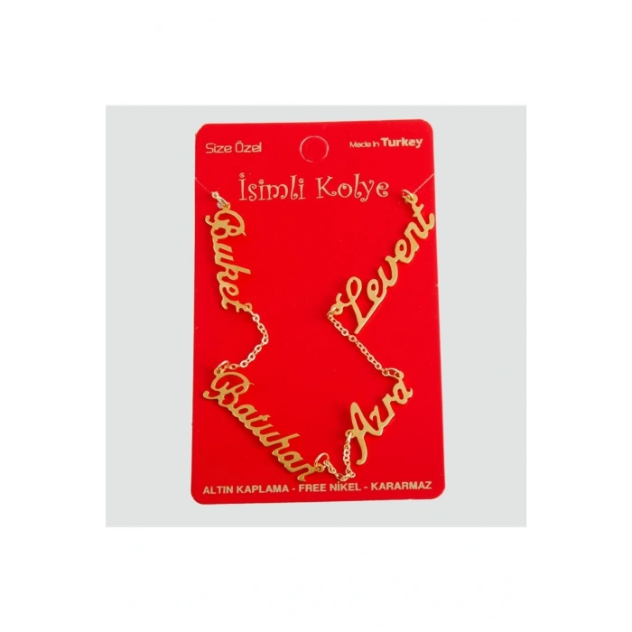 Kişiye Özel Dört İsim Yazılı Kolye